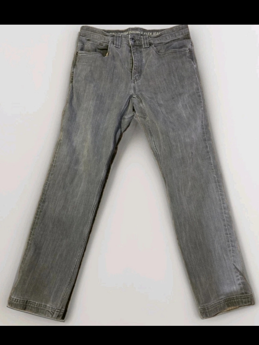 Duluth Ballroom Double Flex Jeans Gray Relaxed Work Wear Stretch Size 34x30